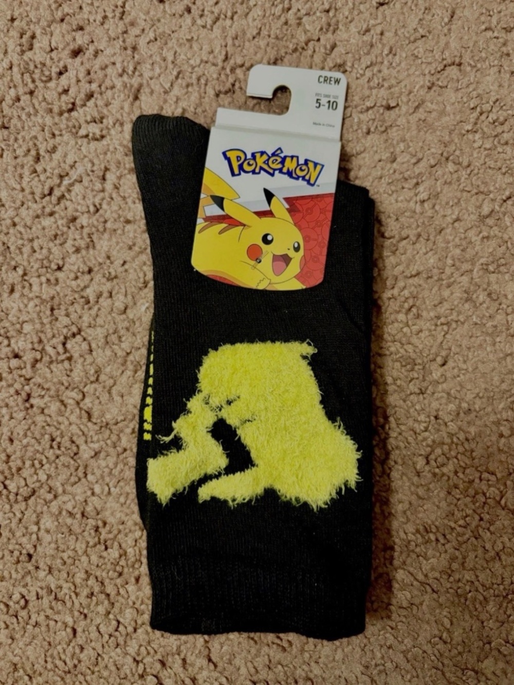 Pokemon Pikachu Crew Socks Unisex Size 5-10 Bioworld NEW Nintendo Kidcore Preppy